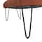 4ft. Brown Leather Upholstered Bench with Hairpin Legs